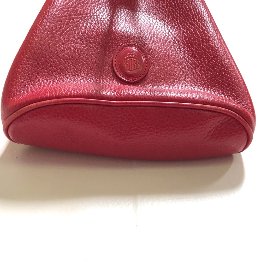 Mark Cross NY Red Leather Bucket Drawstring Backpack - Picture 4 of 9
